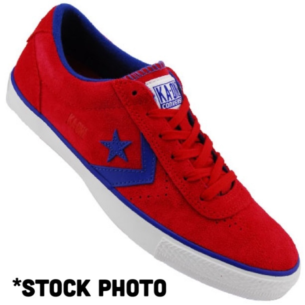 CONVERSE CONS KA-ONE VULC OX SHOES, RED SUEDE/ BLUE/ WHITE